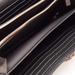 Pre Owned Valentino Black Leather Rockstud Envelope Wallet on Chain