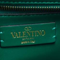 Pre Owned Valentino Green Lurex Frabric Large Roman Stud Shoulder Bag