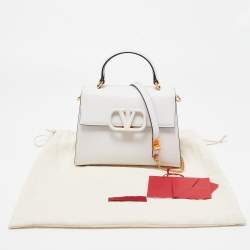 مملوكة مسبقًا Valentino White Leather Small VSling Top Handle Bag