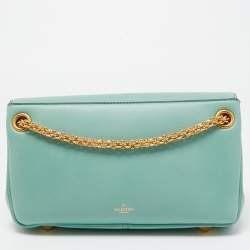 Pre Owned Valentino Mint Green Leather Stud Sign Shoulder Bag