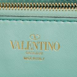 Pre Owned Valentino Mint Green Leather Stud Sign Shoulder Bag