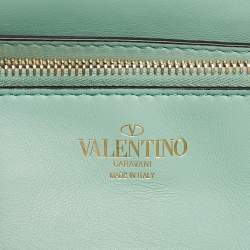 Pre Owned Valentino Mint Green Leather Stud Sign Shoulder Bag