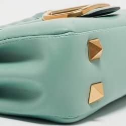 Pre Owned Valentino Mint Green Leather Stud Sign Shoulder Bag