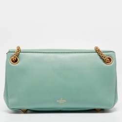 Pre Owned Valentino Mint Green Leather Stud Sign Shoulder Bag