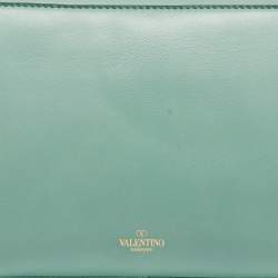 Pre Owned Valentino Mint Green Leather Stud Sign Shoulder Bag
