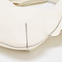 Pre Owned Valentino Off-White Leather 04 Rouches Edition Atelier Hobo
