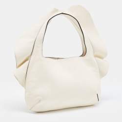 Pre Owned Valentino Off-White Leather 04 Rouches Edition Atelier Hobo