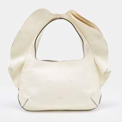 Pre Owned Valentino Off-White Leather 04 Rouches Edition Atelier Hobo