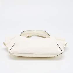 Pre Owned Valentino Off-White Leather 04 Rouches Edition Atelier Hobo