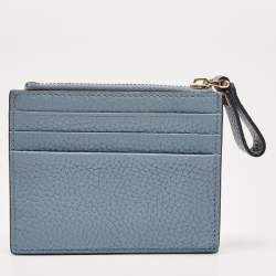 Valentino Blue Leather Rockstud Zip Card Holder