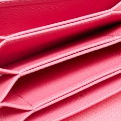 Pre Owned Valentino Pink Leather VLogo Accordion Card Holder