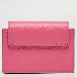 Pre Owned Valentino Pink Leather VLogo Accordion Card Holder