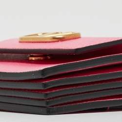 Pre Owned Valentino Pink Leather VLogo Accordion Card Holder