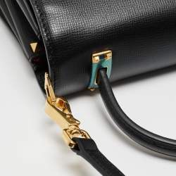 Pre Owned Valentino Black Leather Small Alcove Top Handle Bag