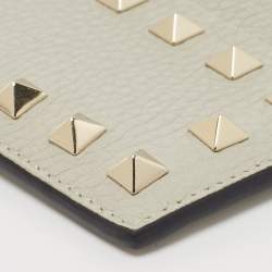 Valentino Grey Leather Rockstud Card Holder