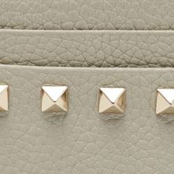 Valentino Grey Leather Rockstud Card Holder