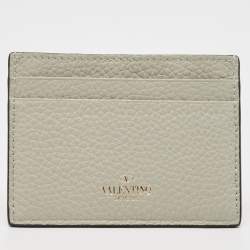 Valentino Grey Leather Rockstud Card Holder