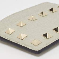 Valentino Grey Leather Rockstud Card Holder