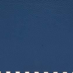Valentino Blue Grained Leather Rockstud Flap Clutch