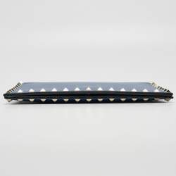Valentino Blue Grained Leather Rockstud Flap Clutch