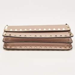 Pre Owned Valentino Old Rose Leather Rockstud Chain Clutch