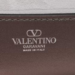 Pre Owned Valentino Silver/Gun Metal Suede Crystals Small VLogo Shoulder Bag