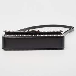 Valentino Black Leather Rockstud Flap Shoulder Bag