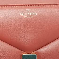 Valentino Chestnut Brown Leather Small One Stud Top Handle Bag