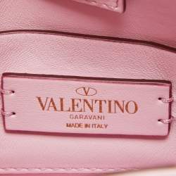 Valentino Pink Leather Mini Roman Stud Top Handle Bag
