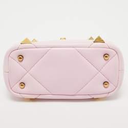 Valentino Pink Leather Mini Roman Stud Top Handle Bag
