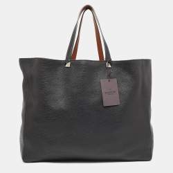 Pre Owned Valentino Brown/Black Leather Identity Reversible Tote