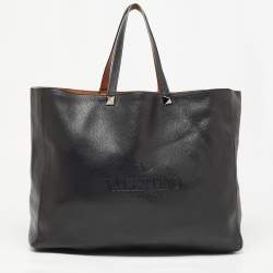 Pre Owned Valentino Brown/Black Leather Identity Reversible Tote