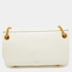 Pre Owned Valentino Ivory Leather Stud Sign Shoulder Bag
