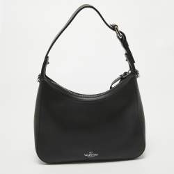Pre Owned Valentino Black Leather Small VLTN Hobo