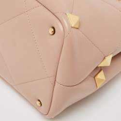 Valentino Rose Cannelle Leather Medium Roman Stud Top Handle Bag
