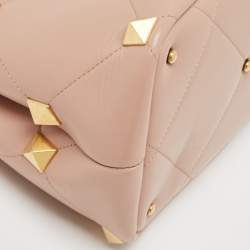 Valentino Rose Cannelle Leather Medium Roman Stud Top Handle Bag