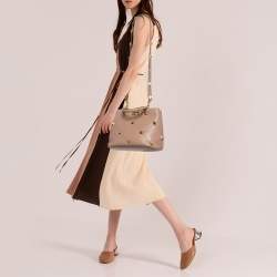 Valentino Rose Cannelle Leather Medium Roman Stud Top Handle Bag