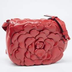 Pre Owned Valentino Rosso Red Leather 03 Rose Edition Atelier Crossbody Bag