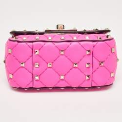 Pre Owned Valentino Pink Leather Micro Rockstud Spike Crossbody Bag