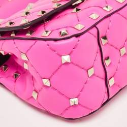 Pre Owned Valentino Pink Leather Micro Rockstud Spike Crossbody Bag
