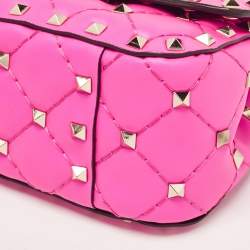 Pre Owned Valentino Pink Leather Micro Rockstud Spike Crossbody Bag