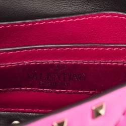 Pre Owned Valentino Pink Leather Micro Rockstud Spike Crossbody Bag