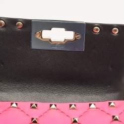 Pre Owned Valentino Pink Leather Micro Rockstud Spike Crossbody Bag