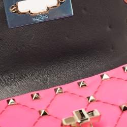 Pre Owned Valentino Pink Leather Micro Rockstud Spike Crossbody Bag