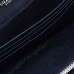 Valentino Blue/White Leather Rockstud Flap Wristlet Continental Wallet