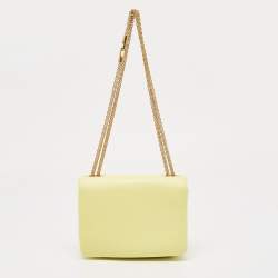 Pre Owned Valentino Yellow Leather One Stud Chain Bag