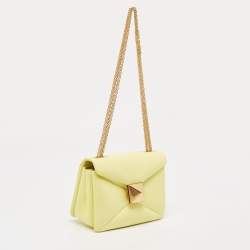 Pre Owned Valentino Yellow Leather One Stud Chain Bag