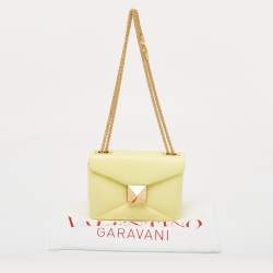 Pre Owned Valentino Yellow Leather One Stud Chain Bag