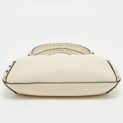 Pre Owned حقيبة هوبو فالنتينو روكستد جلد عاجي صغيرة