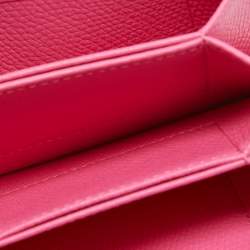 Pre Owned Valentino Pink Leather VLogo Accordion Card Holder